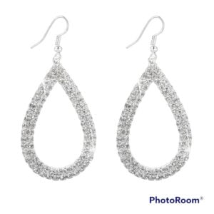 Zilverkleurige stainless steel rhinestone teardrop