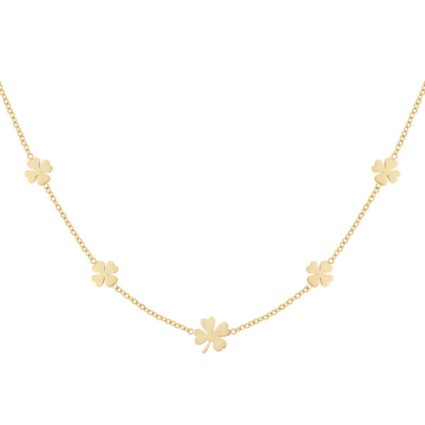 Goudkleurige stainless steel klavertjes ketting