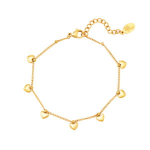 Goudkleurige stainless steel hartjes armband