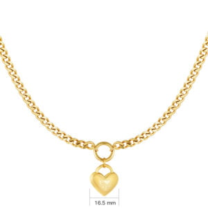 Goudkleurige stainless steel hart ketting