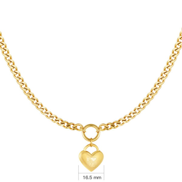 Goudkleurige stainless steel hart ketting