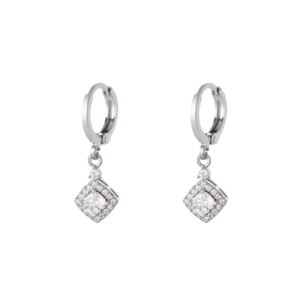 Zilverkleurige stainless steel zirkonia oorhangers