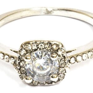 Zilverkleurige stainless steel rhinestone ring