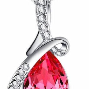 Zilverkleurige stainless steel rhinestone rood