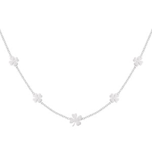 Zilverkleurige stainless steel klavertjes ketting