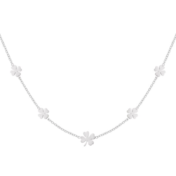 Zilverkleurige stainless steel klavertjes ketting