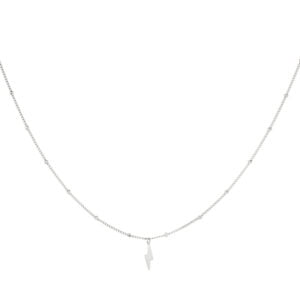 Zilverkleurige stainless steel bliksem ketting