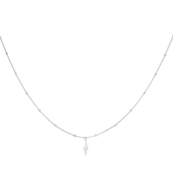 Zilverkleurige stainless steel bliksem ketting