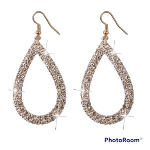 Rosekleurige stainless steel rhinestone teardrop