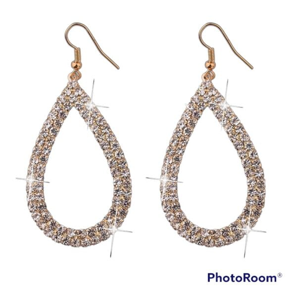 Rosekleurige stainless steel rhinestone teardrop
