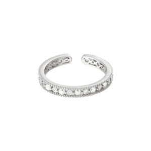 Zilverkleurige stainless steel ring met strass