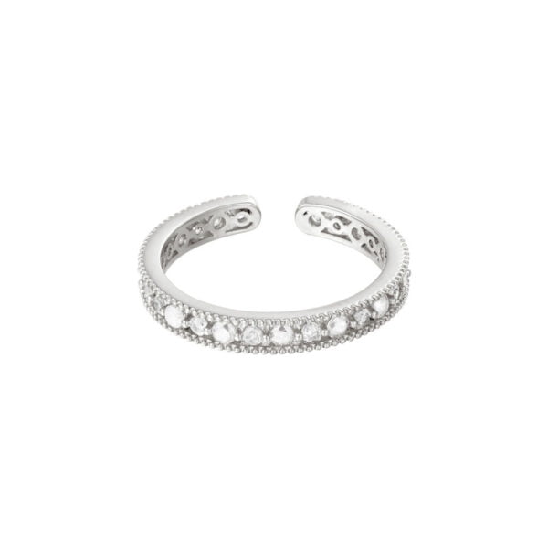 Zilverkleurige stainless steel ring met strass