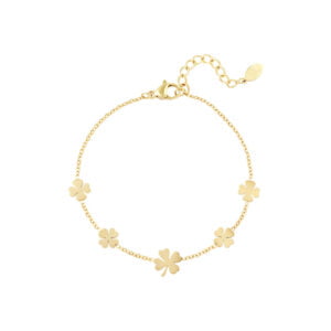 Goudkleurige  stainless steel klavertjes armband