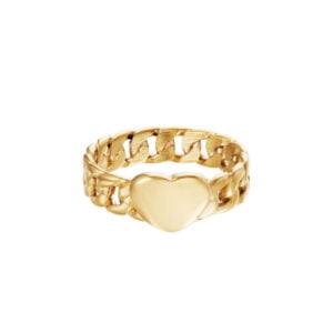 Goudkleurige stainless steel ring met hart