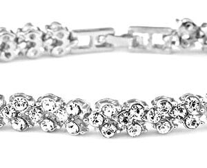 Zilverkleurige Stainless steel strass armband
