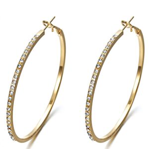 Goudkleurige stainless steel creolen met strass