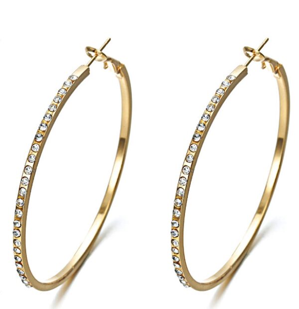 Goudkleurige stainless steel creolen met strass