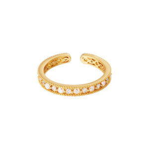 Goudkleurige stainless steel ring met strass