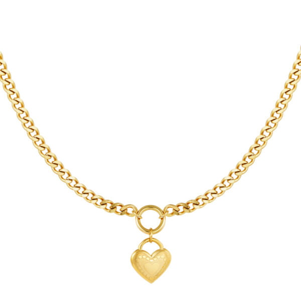 Goudkleurige stainless steel hart ketting - Afbeelding 2