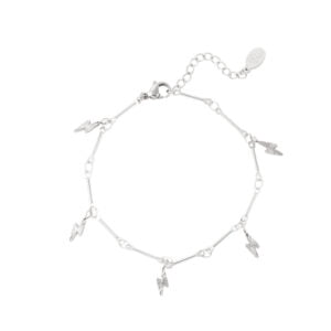 Zilverkleurige stainless steel bliksem armband