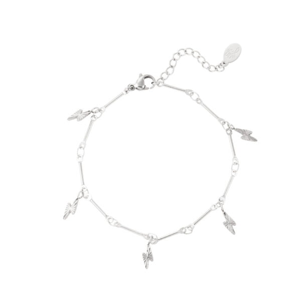 Zilverkleurige stainless steel bliksem armband