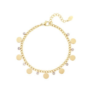 Goudkleurige stainless steel armband met zirkonia