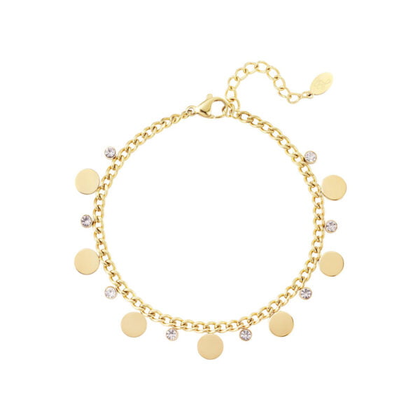 Goudkleurige stainless steel armband met zirkonia