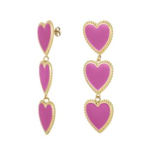 Elegante hartjes oorbellen roze