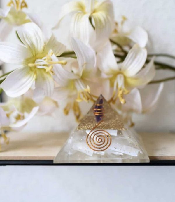 Orgonite piramide seleniet/amethist - Afbeelding 2