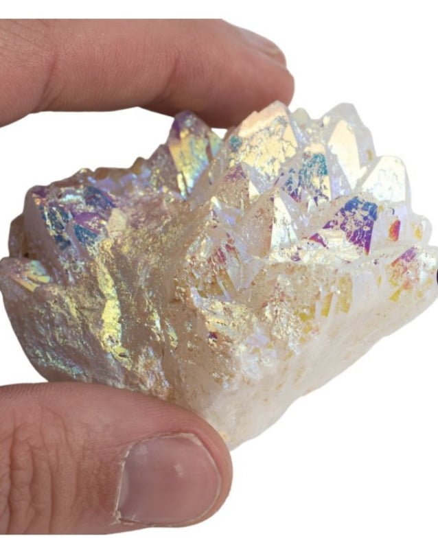 Ruwe aura kwarts edelsteen cluster