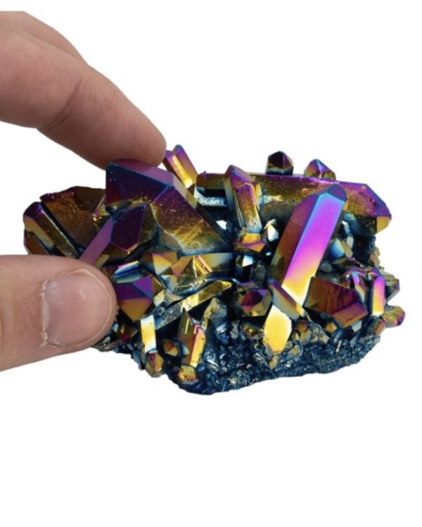 Ruwe titanium aura kwarts edelsteen cluster