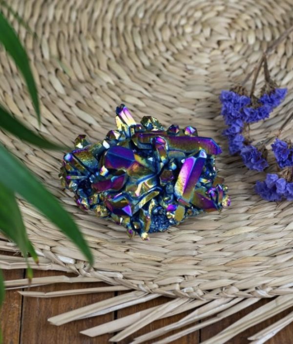 Ruwe titanium aura kwarts edelsteen cluster - Afbeelding 3