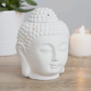 Whit Buddha head oliebrander/waxmelter