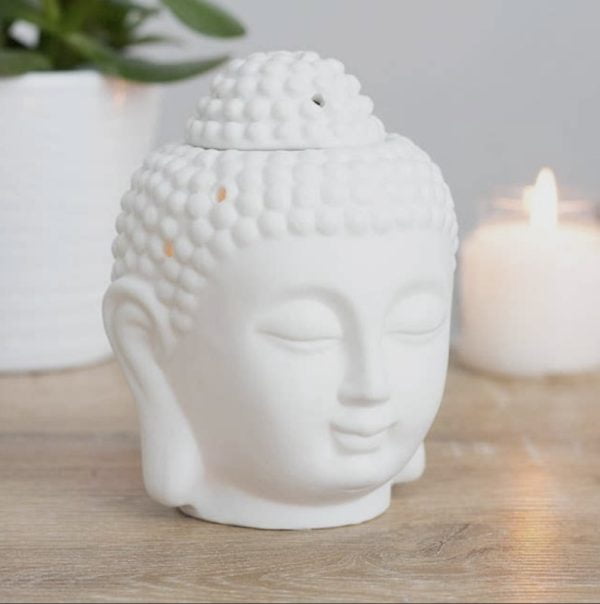 Whit Buddha head oliebrander/waxmelter