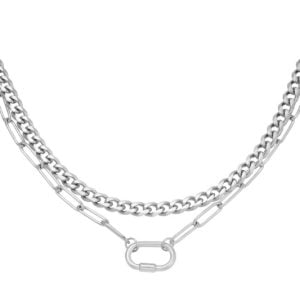 Dubbele schakelketting zilver