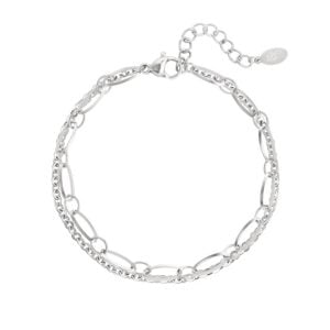 Dubbele schakelarmband zilver