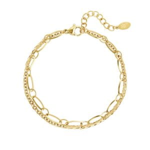 Dubbele schakelarmband goud